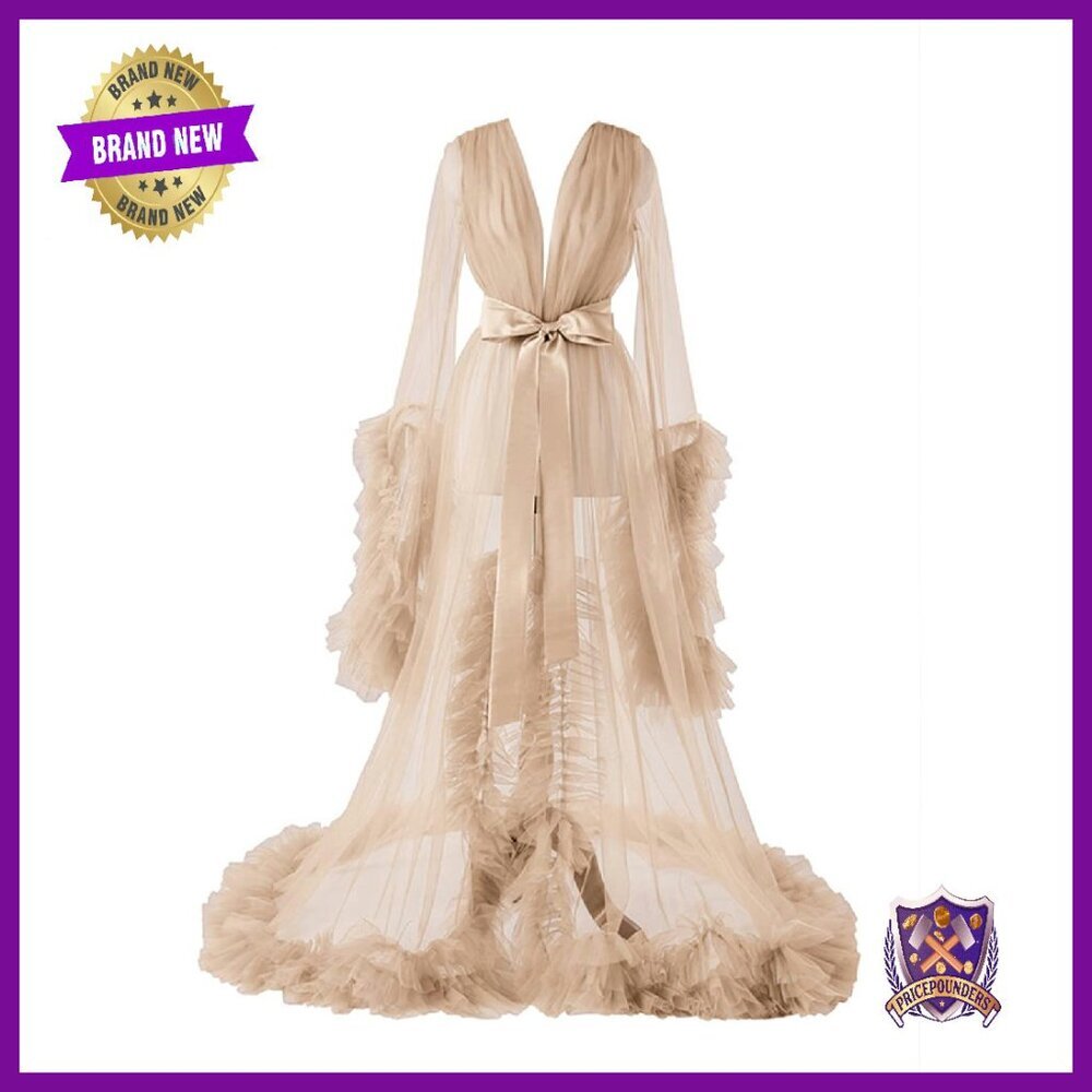 Long Tulle Maternity Bridal Robe Photoshoot Lingerie Nightgown